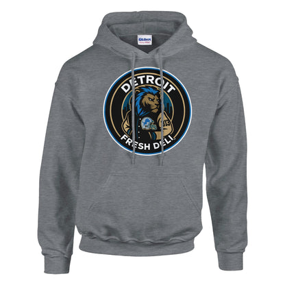 Detroit Lion Fresh Deli Unisex Pullover Hoodie | Detroit lion inspired streetwear hoodie | Detroit Fresh Deli lion unisex hoodie | urban Detroit lion pullover hoodie | premium Detroit lion casual hoodie