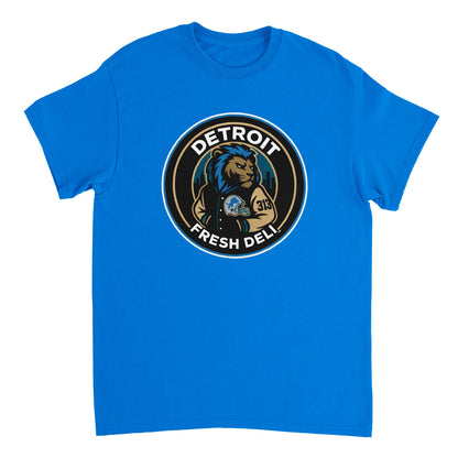 Detroit Fresh Deli Detroit Lion Fresh Deli Unisex Crewneck T-shirt | Detroit Sports Crewneck | Lions Fan Unisex Tee | Fresh Deli Detroit Shirt | Motor City Crewneck T-Shirt