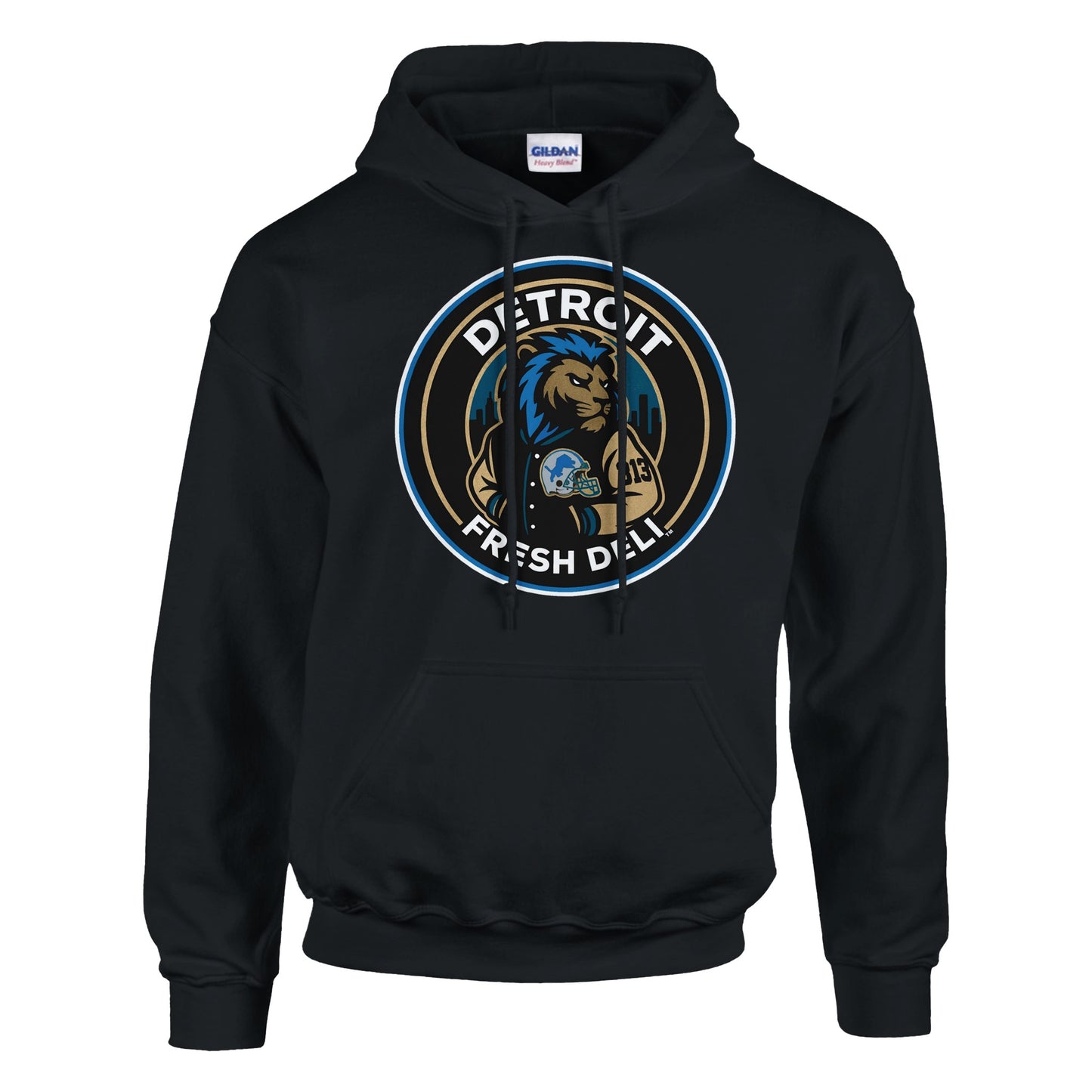 detroit lion fresh deli unisex pullover hoodie | detroit lion inspired streetwear hoodie | detroit fresh deli lion unisex hoodie | urban detroit lion pullover hoodie | premium detroit lion casual hoodie