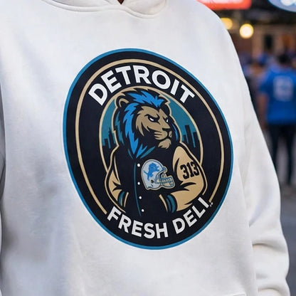 Detroit Lion Fresh Deli Pullover Hoodie logo