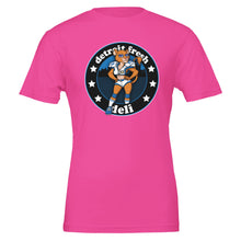 Load image into Gallery viewer, Detroit Fresh Deli Lady Lions T-shirt | Casual Graphic Tee | Trendy Women's Shirt | Comfortable Everyday T-shirt | Sporty Crewneck Top
